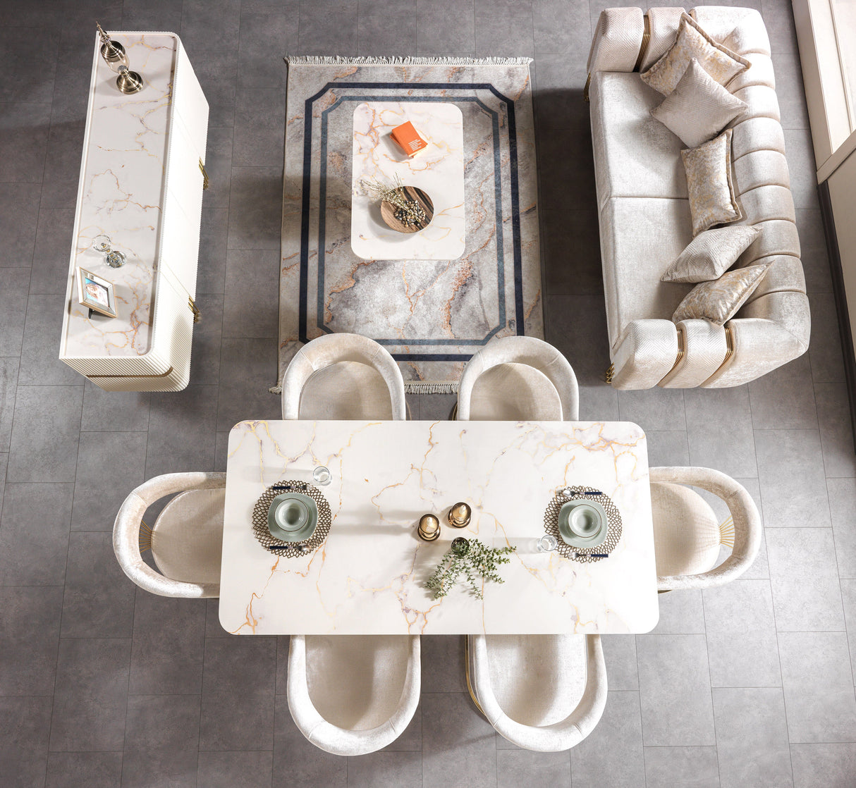 Santana Ivory 7-Piece Dining Set from Nova Furniture - Luna Furniture