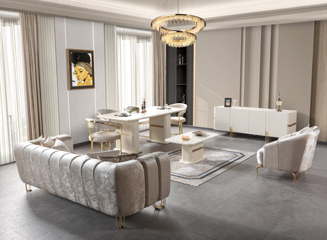 Santana Ivory 7-Piece Dining Set from Nova Furniture - Luna Furniture