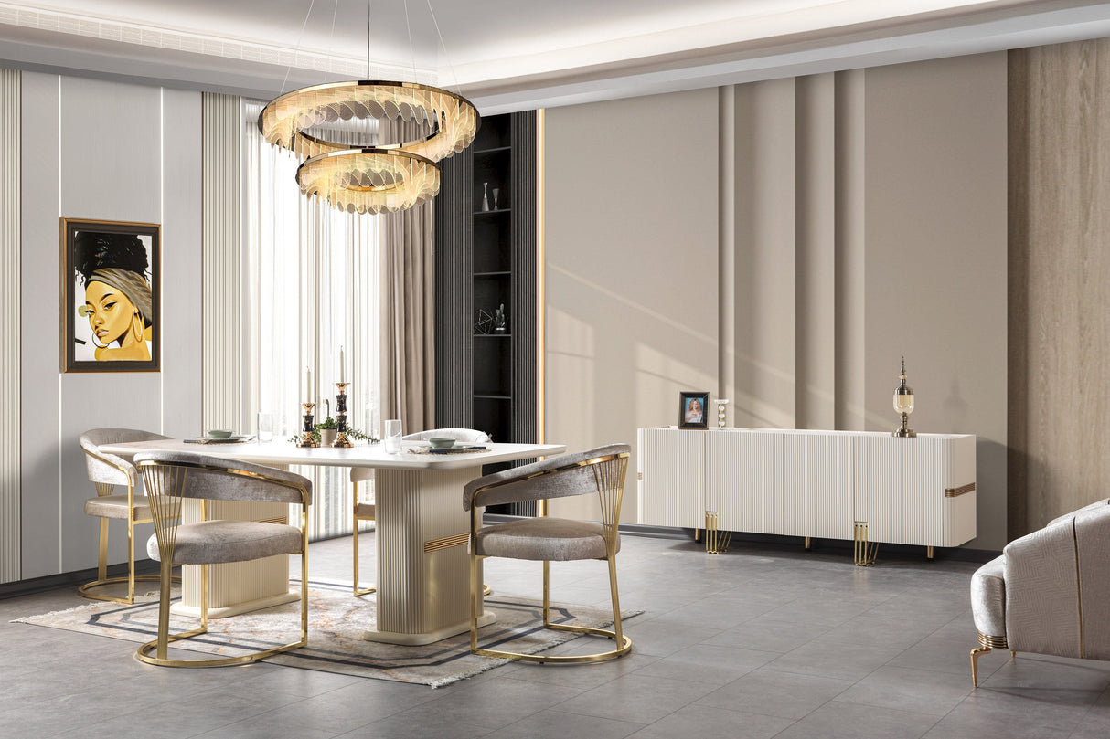 Santana Ivory 7-Piece Dining Set from Nova Furniture - Luna Furniture