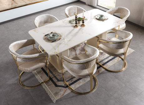 Santana Ivory 7-Piece Dining Set from Nova Furniture - Luna Furniture