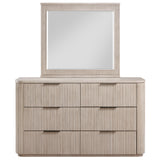 Henry 65″ 6-Drawer Reeded Dresser and Mirror, Tan Finish from Steve Silver - Luna Furniture