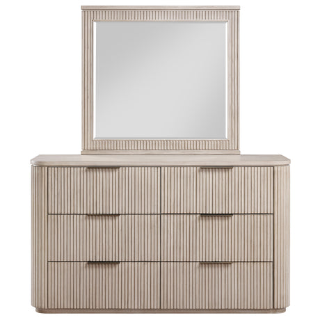 Henry Tan 65" 6-Drawer Reeded Dresser and Mirror from Steve Silver - Luna Furniture