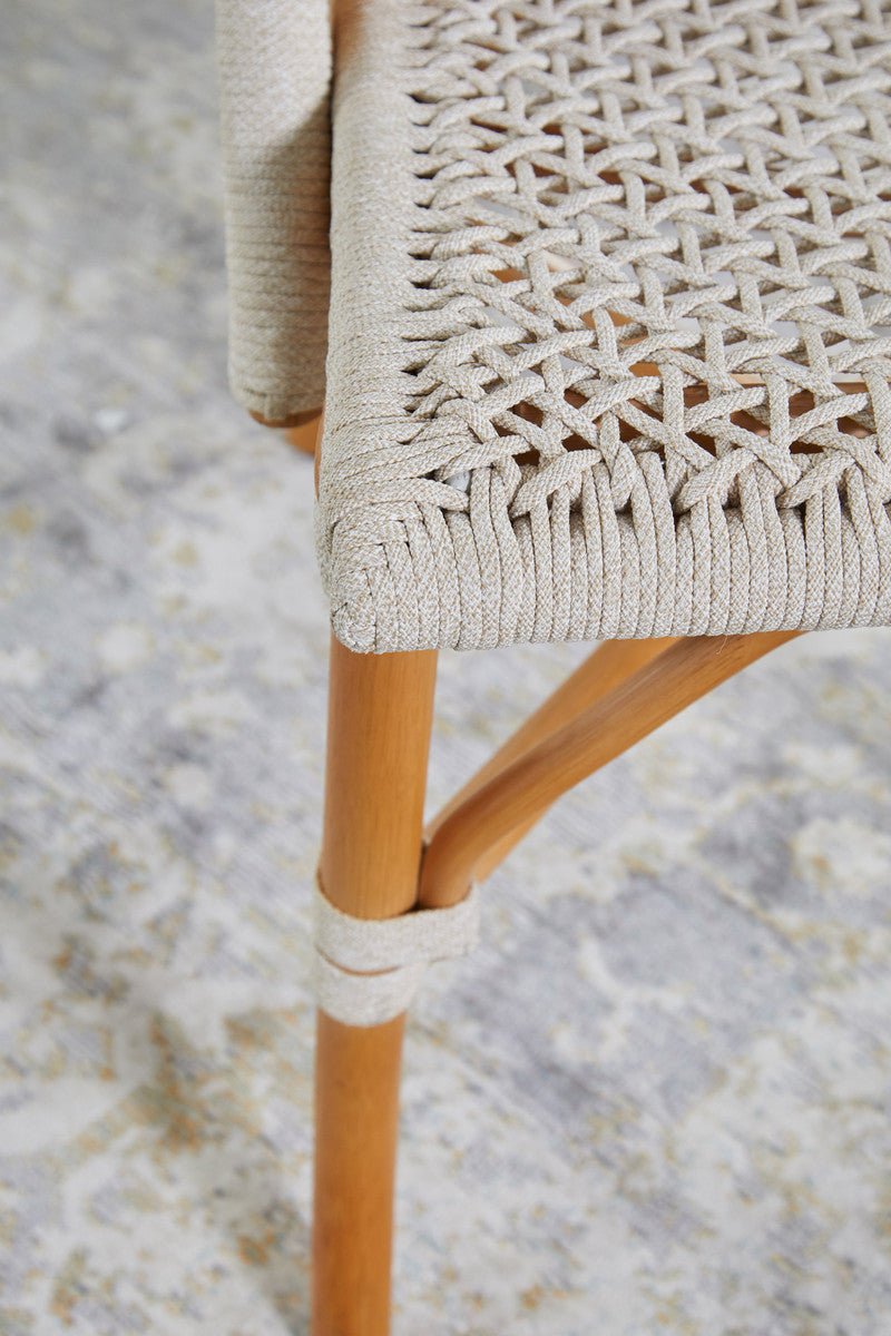 Brisas Dining Chair in Natural & White Flat Rope, Natural Rattan from Essentials For Living - Luna Furniture