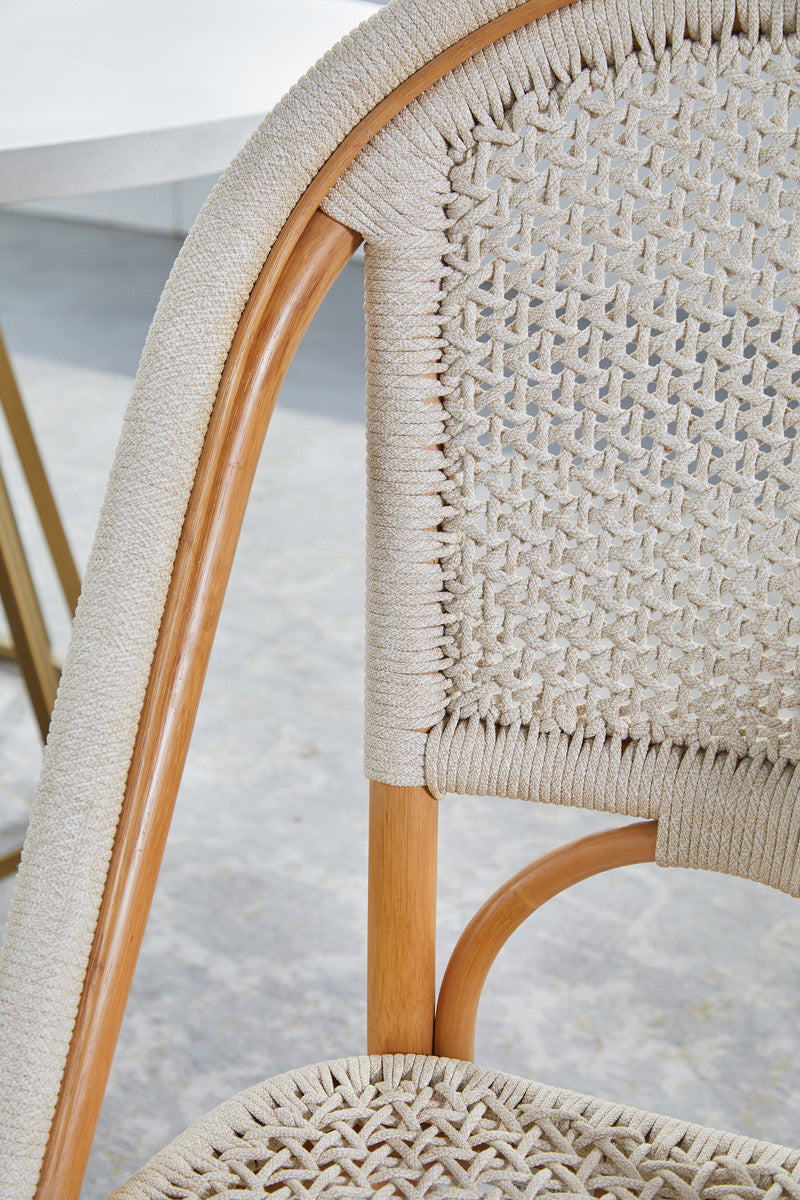 Brisas Dining Chair in Natural & White Flat Rope, Natural Rattan from Essentials For Living - Luna Furniture
