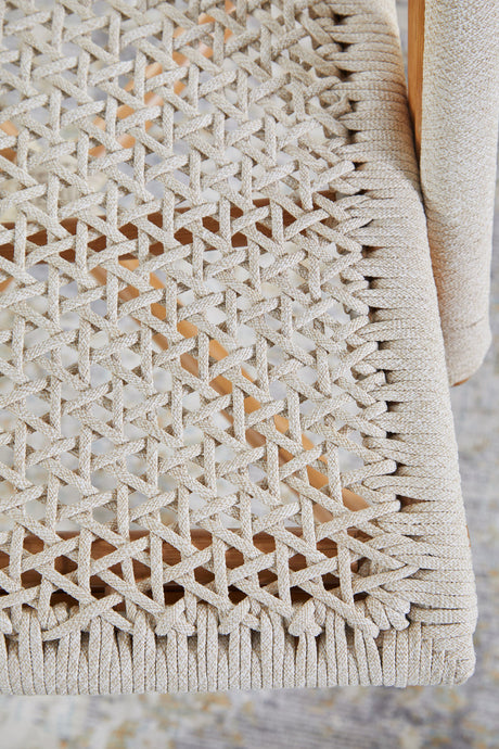 Brisas Dining Chair in Natural & White Flat Rope, Natural Rattan from Essentials For Living - Luna Furniture