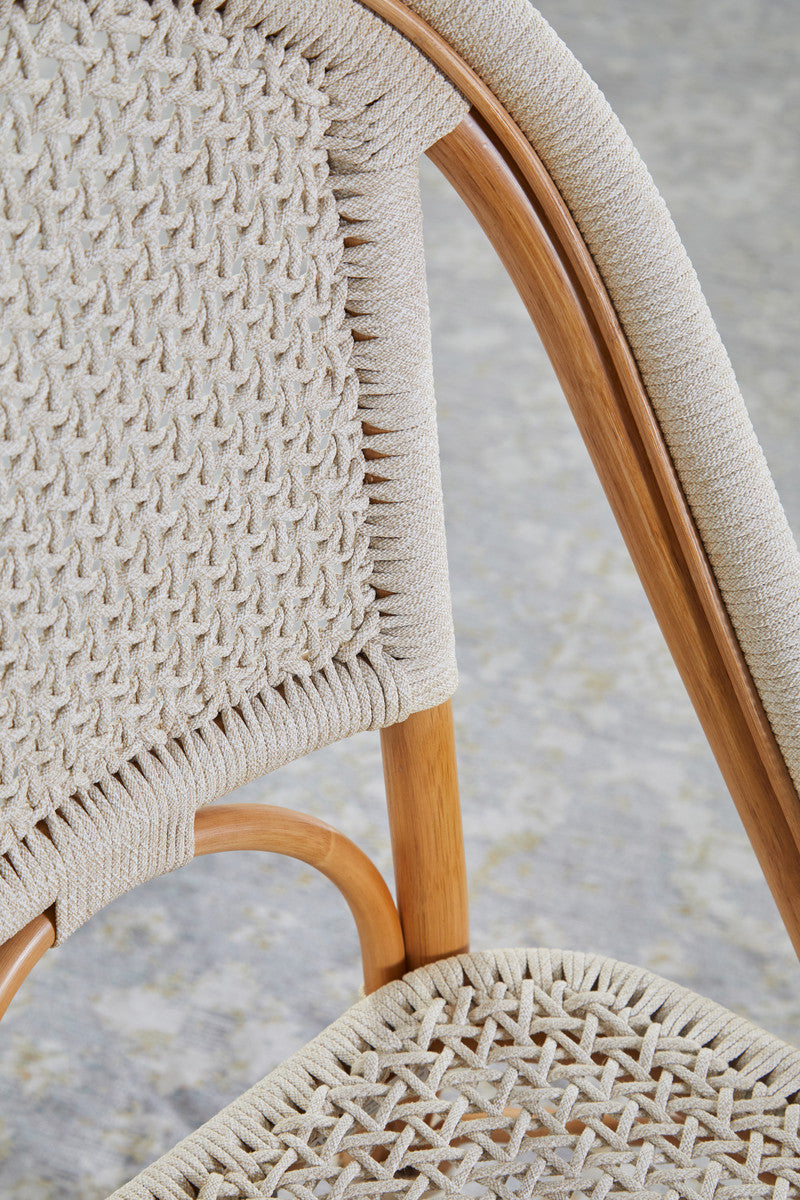 Brisas Dining Chair in Natural & White Flat Rope, Natural Rattan from Essentials For Living - Luna Furniture
