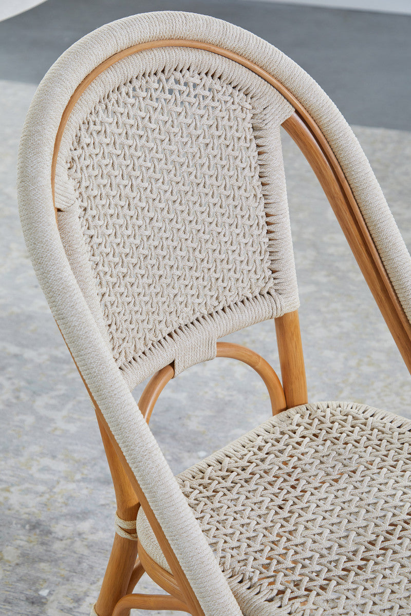 Brisas Dining Chair in Natural & White Flat Rope, Natural Rattan from Essentials For Living - Luna Furniture