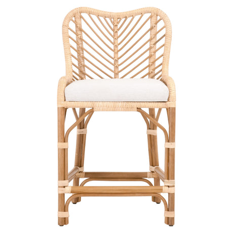 Laguna Counter Stool in Natural Sanded Rattan Binding, Performance White Speckle, Natural Rattan - 6833CS.NAT-R/WHT/NR
