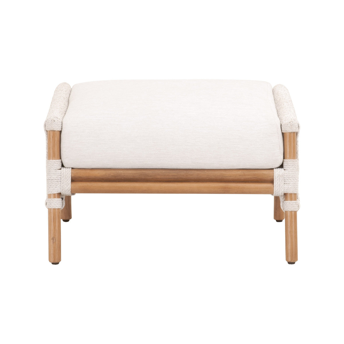 Bacara Footstool in White Speckle Flat Rope, Performance White Speckle, Natural Rattan from Essentials For Living - Luna Furniture