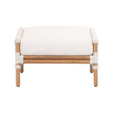 Bacara Footstool in White Speckle Flat Rope, Performance White Speckle, Natural Rattan from Essentials For Living - Luna Furniture