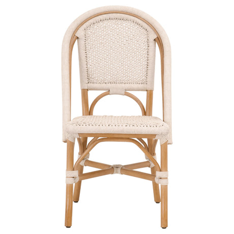 Brisas Dining Chair in Natural & White Flat Rope, Natural Rattan from Essentials For Living - Luna Furniture