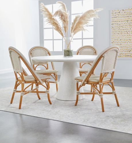Brisas Dining Chair in Natural & White Flat Rope, Natural Rattan from Essentials For Living - Luna Furniture