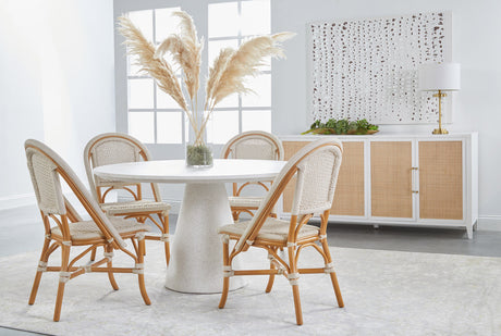 Brisas Dining Chair in Natural & White Flat Rope, Natural Rattan from Essentials For Living - Luna Furniture