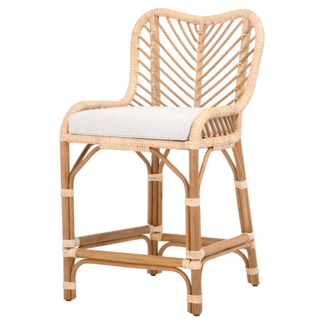 Laguna Counter Stool in Natural Sanded Rattan Binding, Performance White Speckle, Natural Rattan - 6833CS.NAT-R/WHT/NR