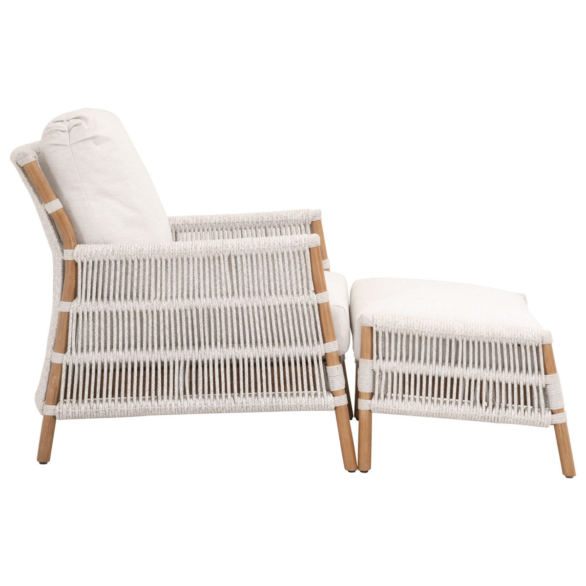 Bacara Footstool in White Speckle Flat Rope, Performance White Speckle, Natural Rattan from Essentials For Living - Luna Furniture