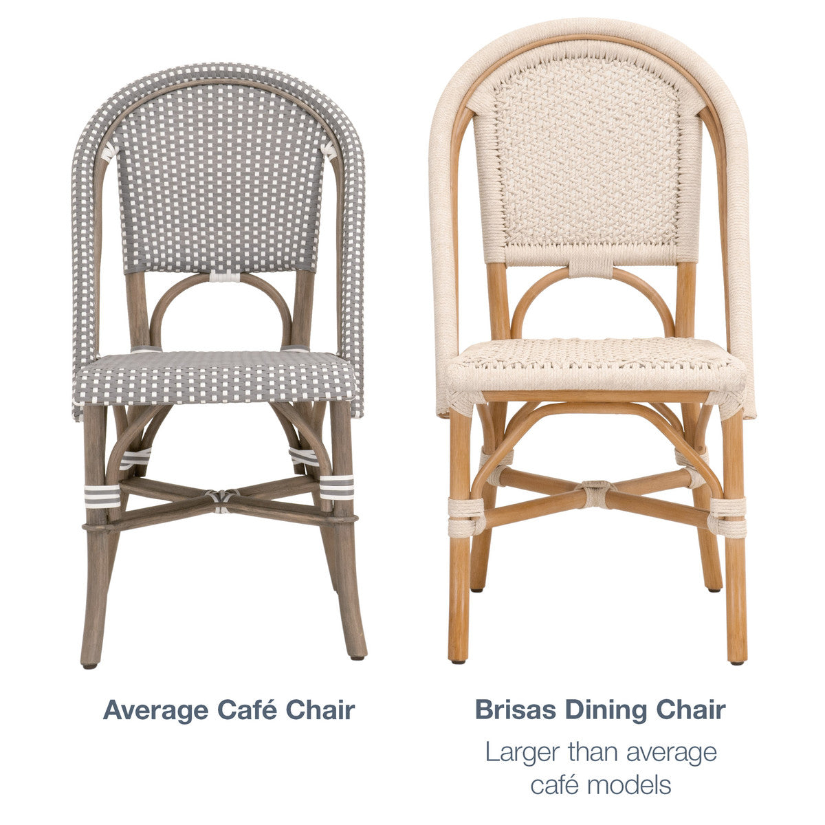 Brisas Dining Chair in Natural & White Flat Rope, Natural Rattan from Essentials For Living - Luna Furniture
