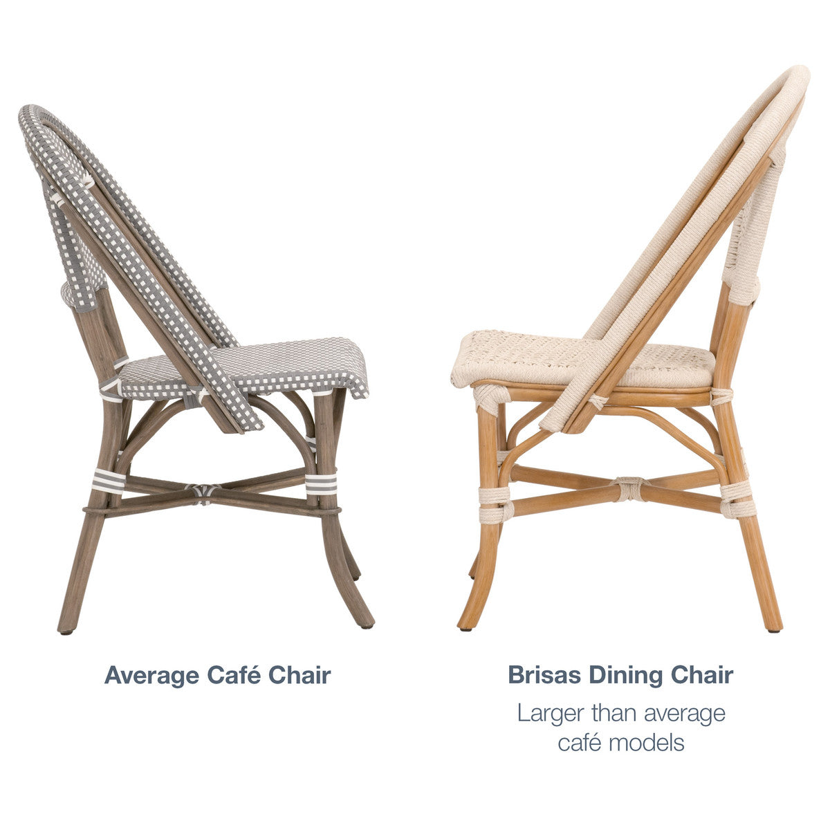 Brisas Dining Chair in Natural & White Flat Rope, Natural Rattan from Essentials For Living - Luna Furniture