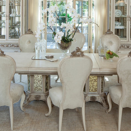 Platine De Royale Champagne Rectangular Dining Table from Michael Amini - Luna Furniture
