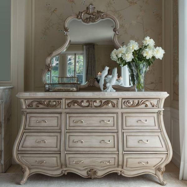 Platine De Royale Champagne Dresser With Mirror