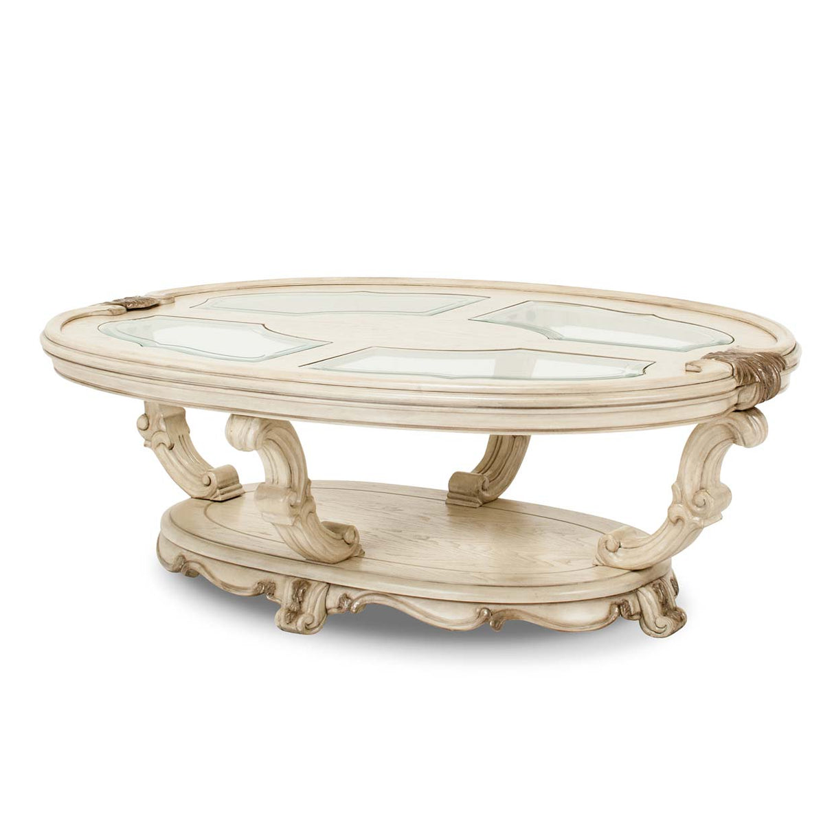 Platine De Royale Champagne Oval Cocktail Table from Michael Amini - Luna Furniture