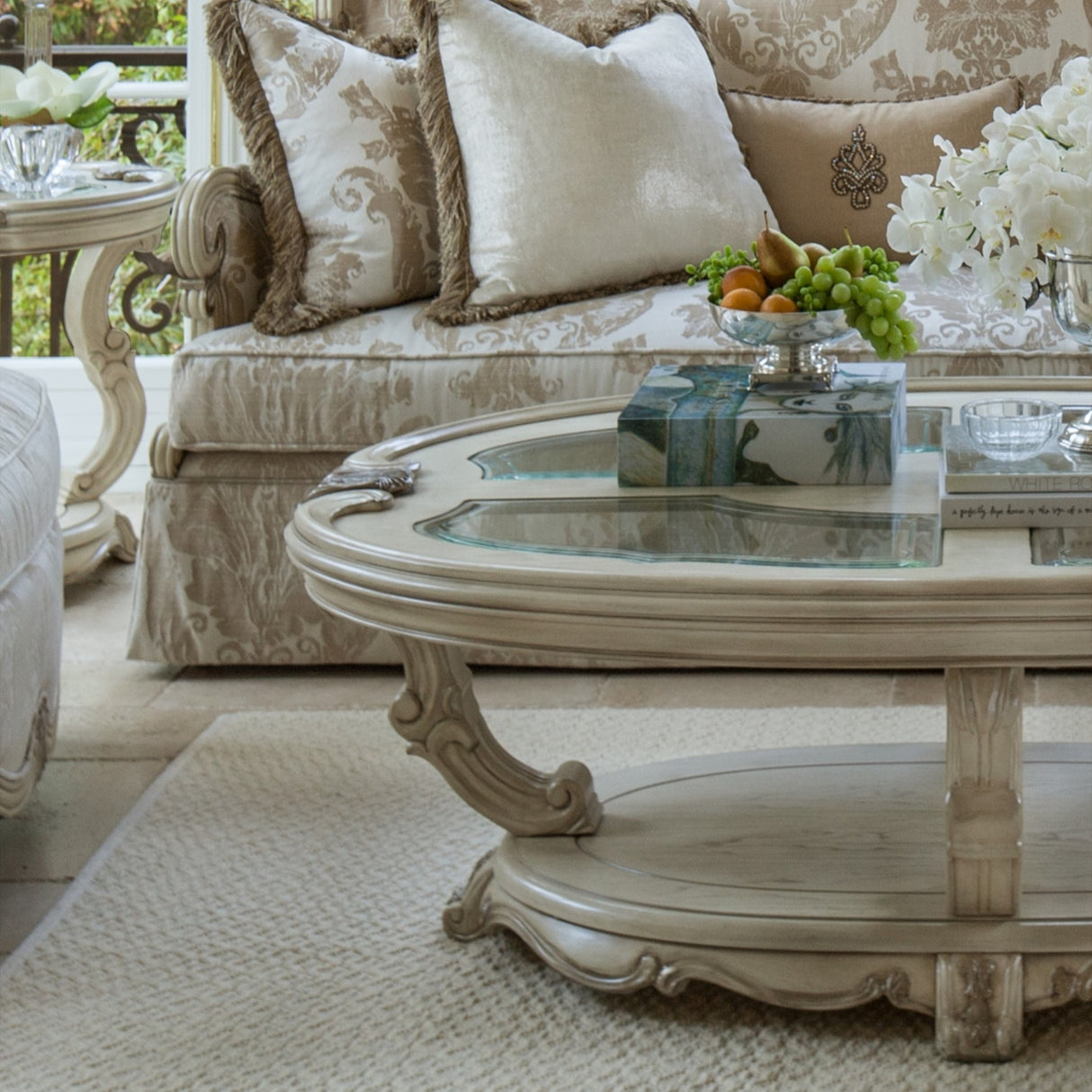 Platine De Royale Champagne Oval Cocktail Table from Michael Amini - Luna Furniture