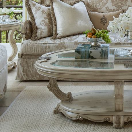 Platine De Royale Champagne Oval Cocktail Table from Michael Amini - Luna Furniture