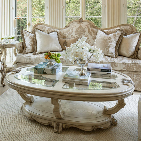 Platine De Royale Champagne Oval Cocktail Table from Michael Amini - Luna Furniture