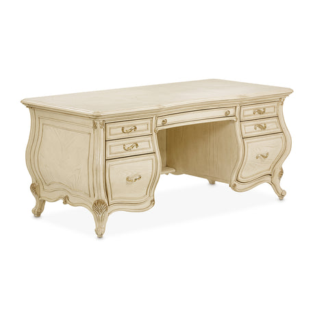 Platine De Royale Champagne Desk from Michael Amini - Luna Furniture
