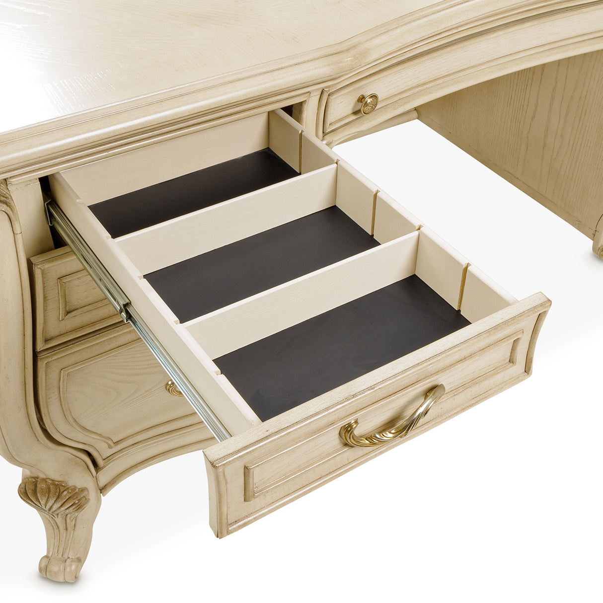 Platine De Royale Champagne Desk from Michael Amini - Luna Furniture