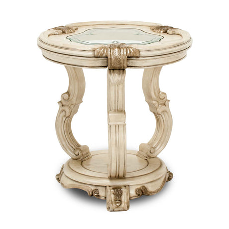 Platine De Royale Champagne Round Chairside Table from Michael Amini - Luna Furniture