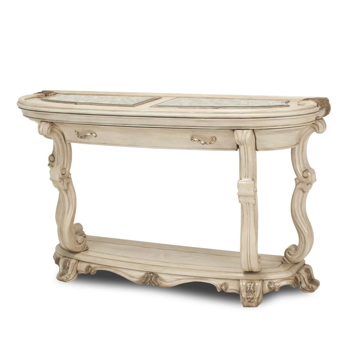 Platine De Royale Champagne Console Table from Michael Amini - Luna Furniture