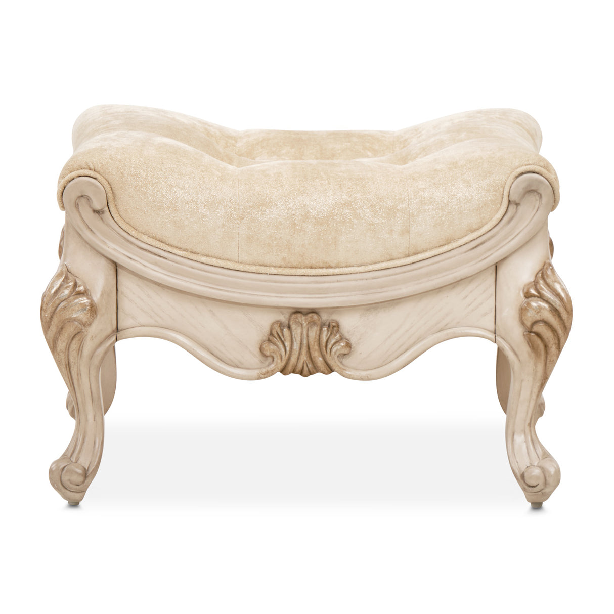 Platine De Royale Champagne Velvet Vanity Bench from Michael Amini - Luna Furniture