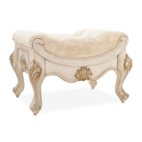 Platine De Royale Champagne Velvet Vanity Bench from Michael Amini - Luna Furniture