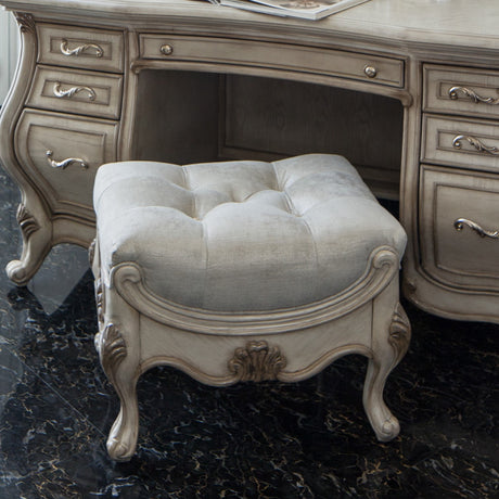 Platine De Royale Champagne Velvet Vanity Bench from Michael Amini - Luna Furniture