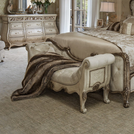 Platine De Royale Champagne Velvet Accent Bench from Michael Amini - Luna Furniture