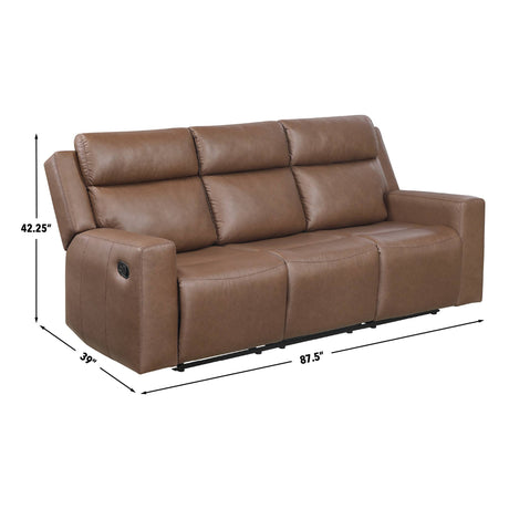 Barron 3-Piece Manual Reclining Brown Vegan Leather Set from Steve Silver - Luna Furniture