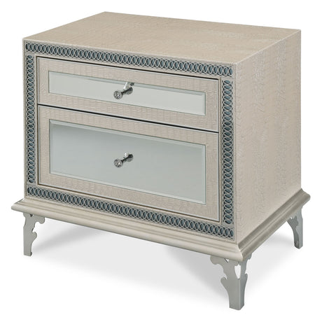 Hollywood Swank Crystal Croc Upholstered Nightstand from Michael Amini - Luna Furniture