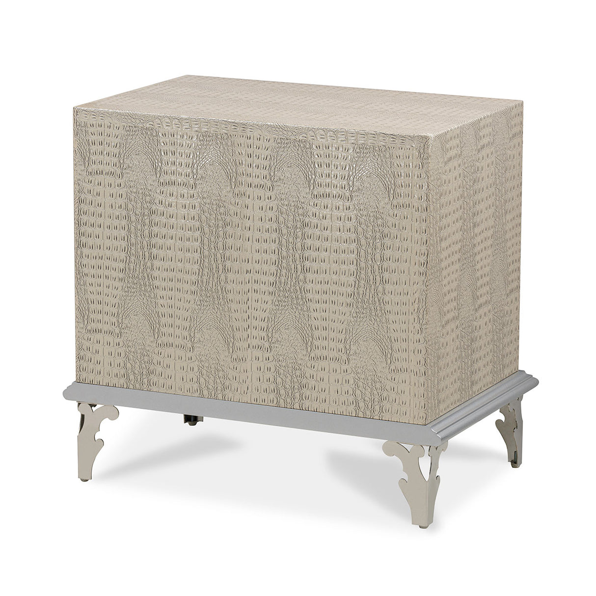 Hollywood Swank Crystal Croc Upholstered Nightstand from Michael Amini - Luna Furniture