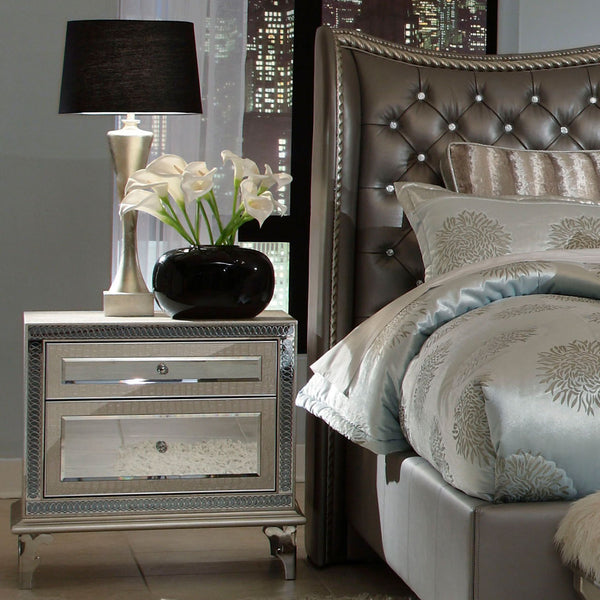 Hollywood Swank Crystal Croc Upholstered Nightstand