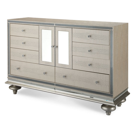 Hollywood Swank Crystal Croc Upholstered Dresser from Michael Amini - Luna Furniture
