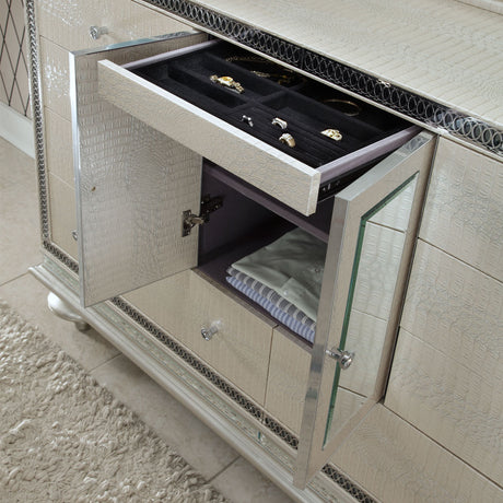 Hollywood Swank Crystal Croc Dresser With Mirror from Michael Amini - Luna Furniture