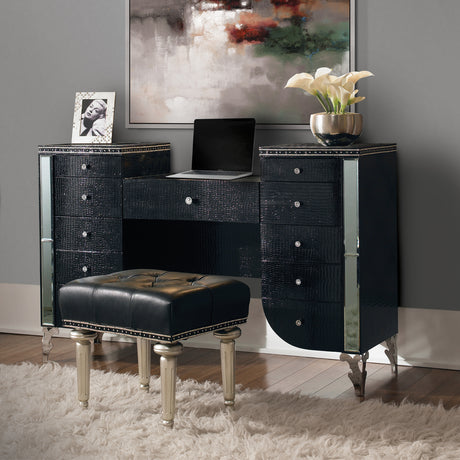 Hollywood Swank Platinum Vanity Bench from Michael Amini - Luna Furniture