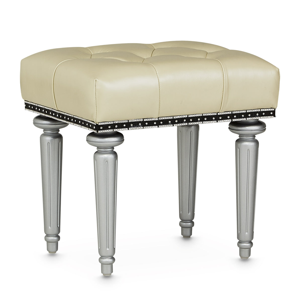 Hollywood Swank Creamy Pearl Vanity Bench from Michael Amini - Luna Furniture
