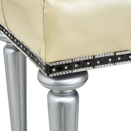 Hollywood Swank Creamy Pearl Vanity Bench from Michael Amini - Luna Furniture