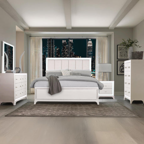 Cassie Illuminating Glam Nightstand, Shimmering Pearl Finish from Steve Silver - Luna Furniture