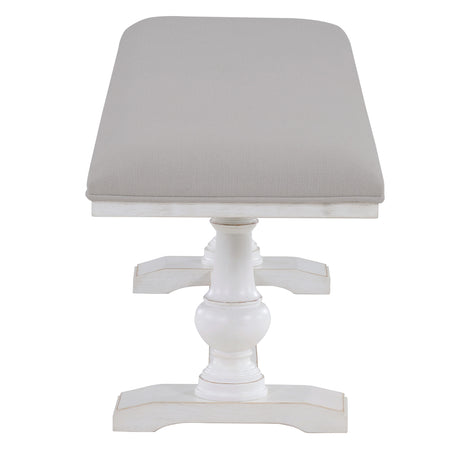 Warren White/Gray 60" Upholstered Dining Bench from Steve Silver - Luna Furniture