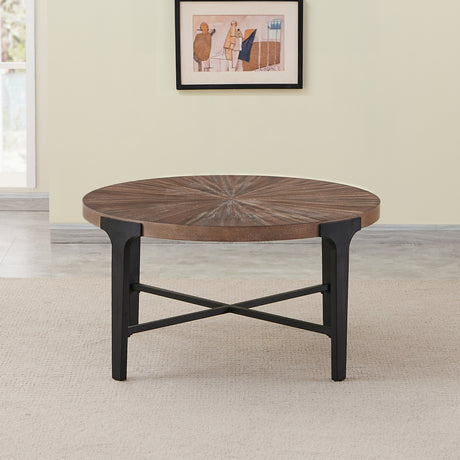 Chevron Cinnamon 36-inch Round Cocktail Table from Steve Silver - Luna Furniture