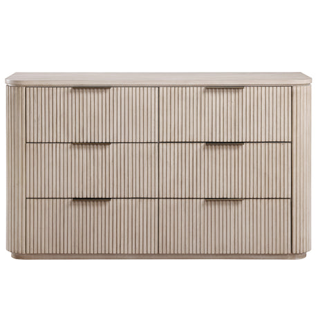 Henry Tan 65" 6-Drawer Reeded Dresser from Steve Silver - Luna Furniture