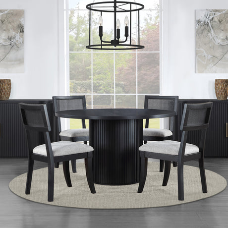 Colvin 52″ Round Dining Table, Black finish from Steve Silver - Luna Furniture