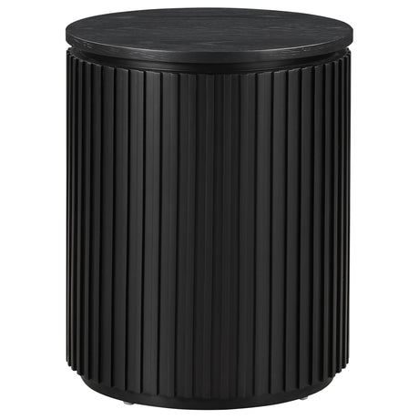 Colvin 18″ Round End Table, Black Finish from Steve Silver - Luna Furniture